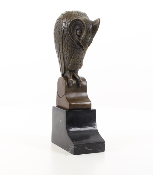 Minerva owl art deco bronze sculpture