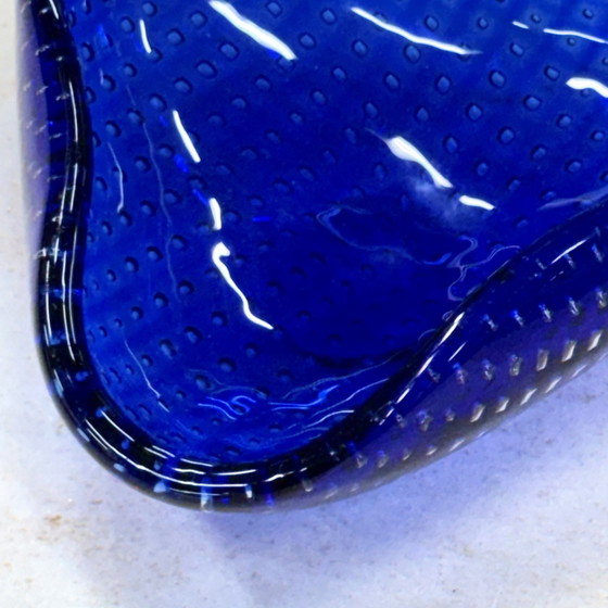 Image 1 of Murano Bullicante Glass Ashtray In Blue