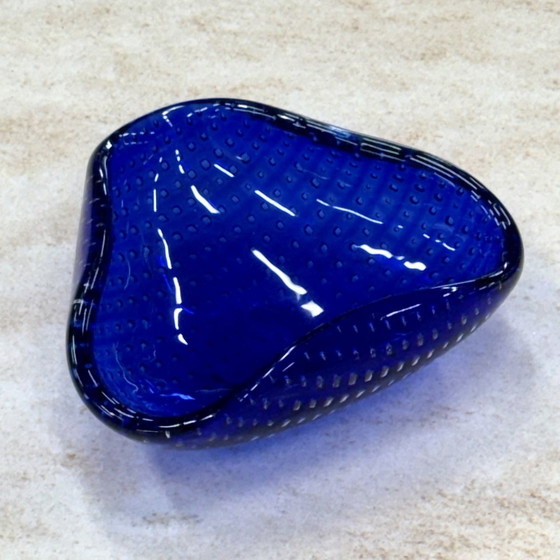 Image 1 of Murano Bullicante Glass Ashtray In Blue