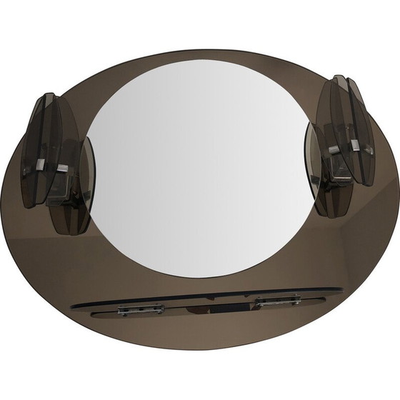 Image 1 of Vintage mirror with 2 wall lamps by Lupi Cristal, Italy