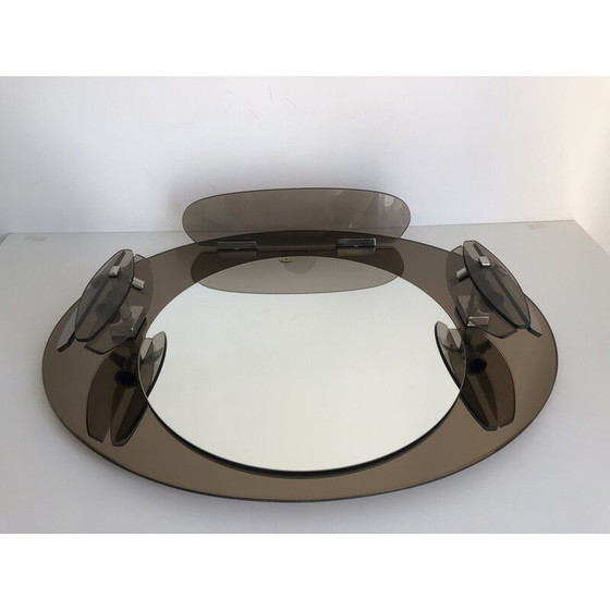 Image 1 of Vintage mirror with 2 wall lamps by Lupi Cristal, Italy