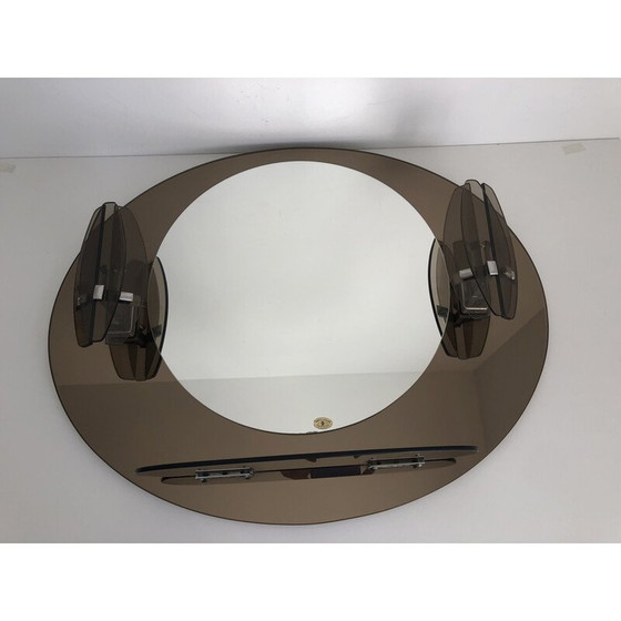 Image 1 of Vintage mirror with 2 wall lamps by Lupi Cristal, Italy