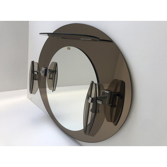 Image 1 of Vintage mirror with 2 wall lamps by Lupi Cristal, Italy