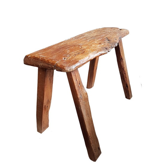 Image 1 of Tabouret de ferme en bois primitif hollandais