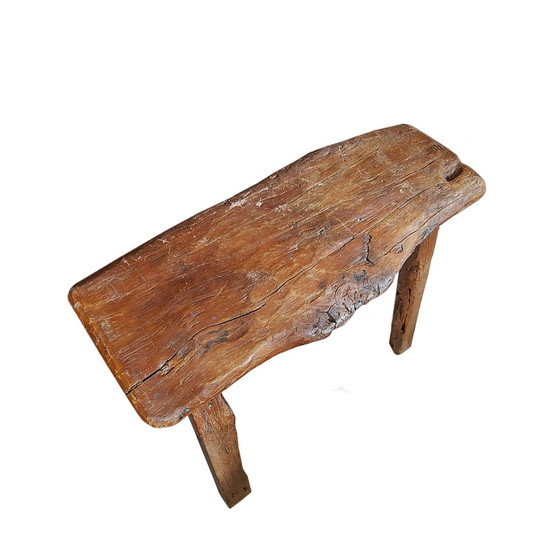 Image 1 of Tabouret de ferme en bois primitif hollandais