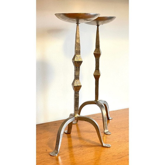 Image 1 of Pair of vintage steel candlesticks, India