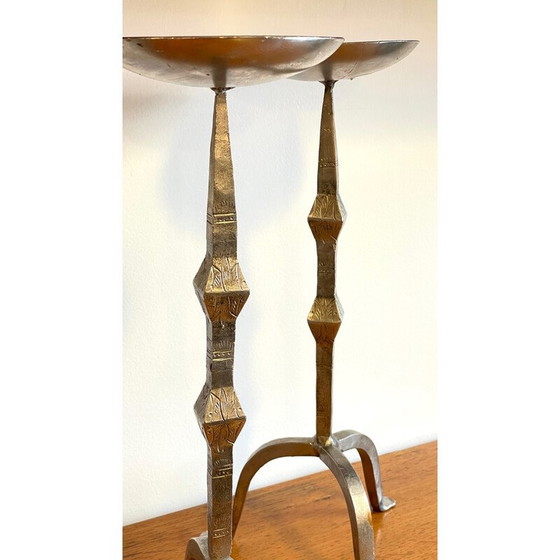 Image 1 of Pair of vintage steel candlesticks, India