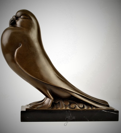 Bronze Art Deco Altorf Dove Statue