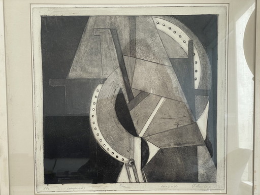 Joop Steenbergen - Etching/ Aquatint "Composition" 1981 - 3/10