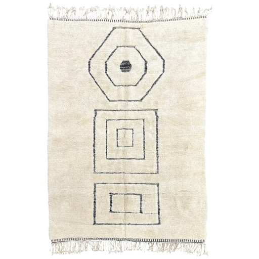 Moroccan White Beni Ourain Rug 