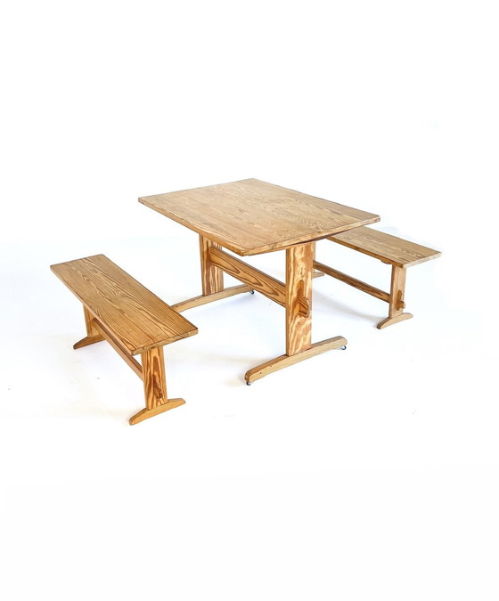 Image 1 of Set da pranzo scandinavo, legno di pino, anni &#39;60