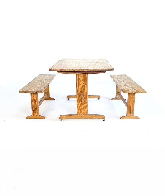 Image 1 of Set da pranzo scandinavo, legno di pino, anni &#39;60