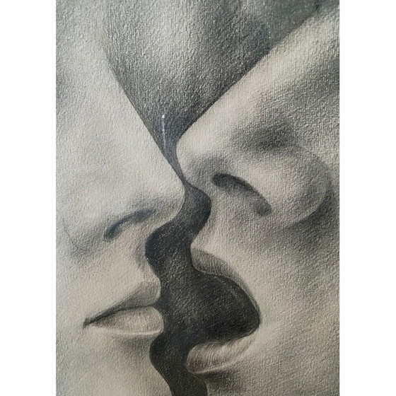 Image 1 of Disegno d'epoca di Dimitrije Popovic per carboncino, 1997