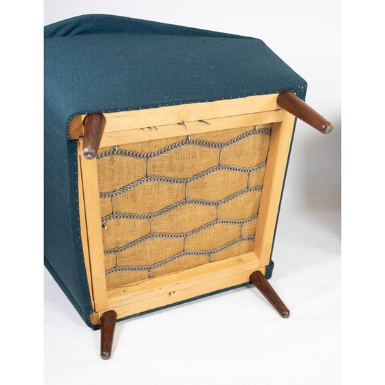 Image 1 of Pair of vintage turquoise wool armchairs by Fritz Hansen, 1960