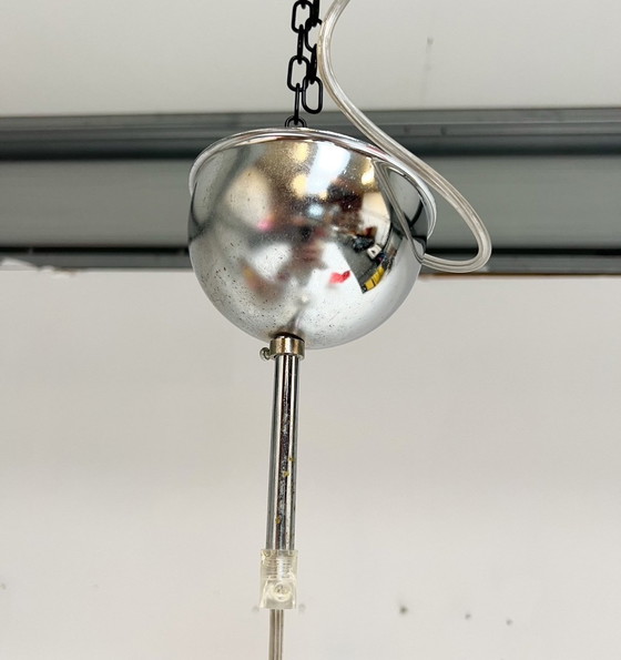 Image 1 of Lámpara de techo de cristal opalino con cable de los años 60