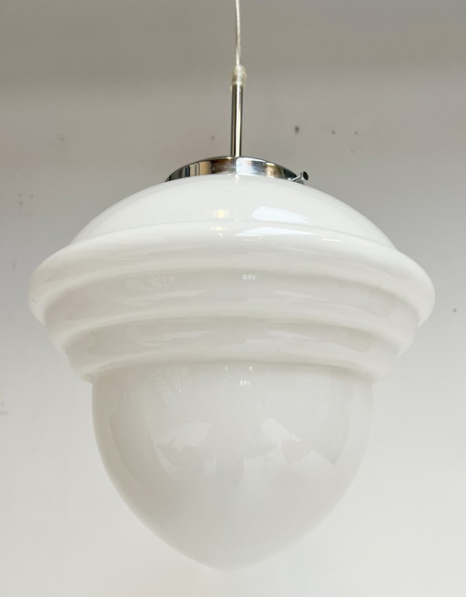 Opal Glass Ceiling Lamp With Cable From The 1960'S