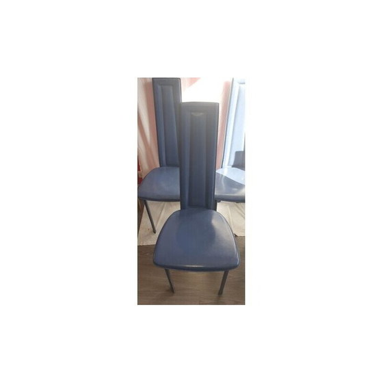 Image 1 of Set of 6 vintage leather chairs by David Lange, 1980