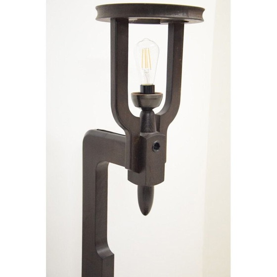 Image 1 of Vintage black stained oak coffee table lamp by Guillerme and Chambron, 1960