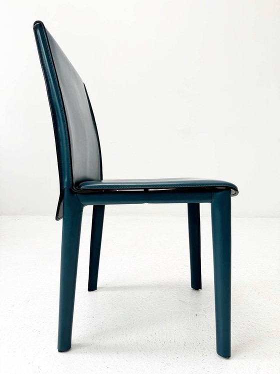 Image 1 of Set of 6 Italian leather chairs from Arper, 1980s