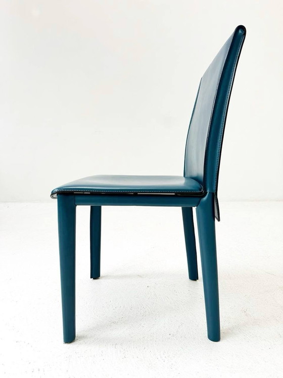 Image 1 of Set of 6 Italian leather chairs from Arper, 1980s