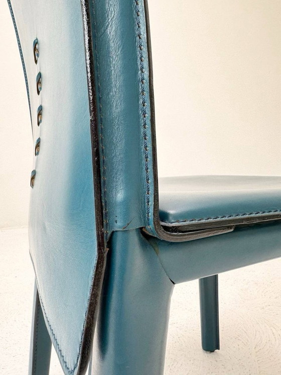 Image 1 of Set of 6 Italian leather chairs from Arper, 1980s