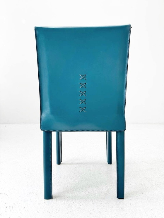 Image 1 of Set of 6 Italian leather chairs from Arper, 1980s