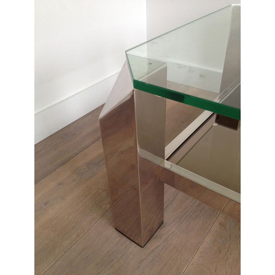 Image 1 of Vintage chrome and glass coffee table, 1950