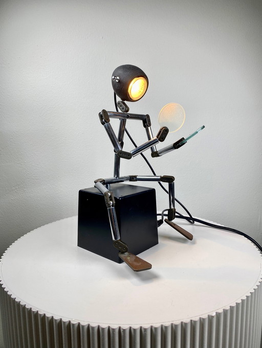 Iconic Vintage Osqar Robot Table Lamp Sculpture - Design By Ygnacio Baranga 1980S
