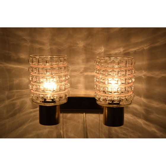 Image 1 of Lampada da parete vintage in vetro e ottone di Kamenicky Senov, Repubblica Ceca, anni '60