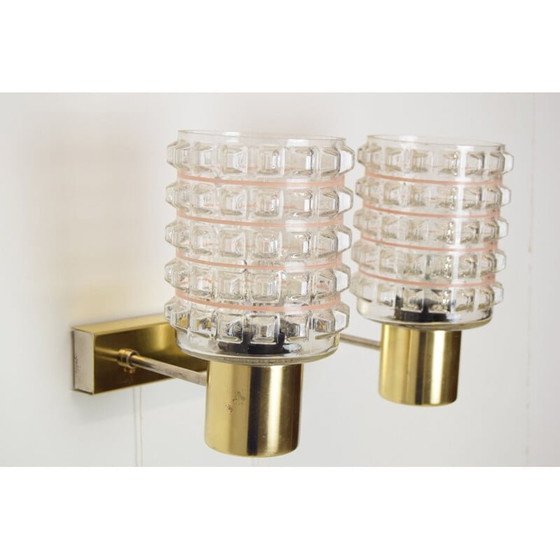 Image 1 of Lampada da parete vintage in vetro e ottone di Kamenicky Senov, Repubblica Ceca, anni '60