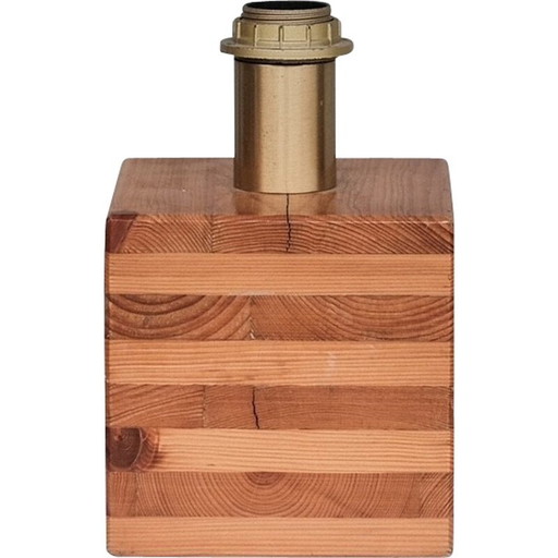 Vintage square pine table lamp, Italy