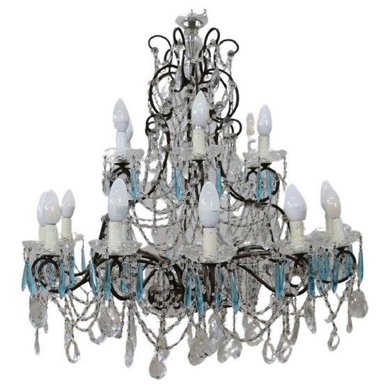 Image 1 of Crystal Chandelier With 18 Bulbs