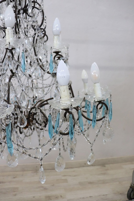 Image 1 of Crystal Chandelier With 18 Bulbs