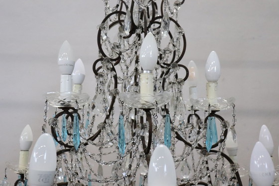 Image 1 of Crystal Chandelier With 18 Bulbs