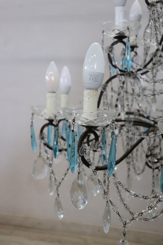 Image 1 of Crystal Chandelier With 18 Bulbs