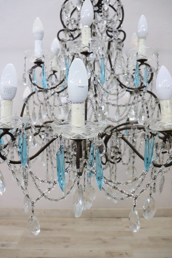 Image 1 of Crystal Chandelier With 18 Bulbs