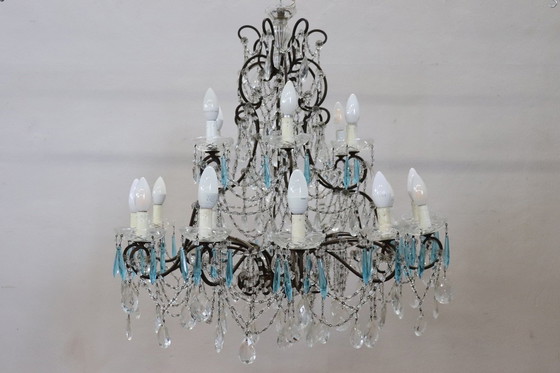 Image 1 of Crystal Chandelier With 18 Bulbs