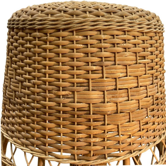 Image 1 of Large Scandinavian Wicker Mushroom Table Lamp, 1960S/1970S