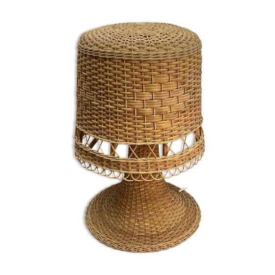 Image 1 of Large Scandinavian Wicker Mushroom Table Lamp, 1960S/1970S