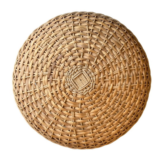 Image 1 of Large Scandinavian Wicker Mushroom Table Lamp, 1960S/1970S