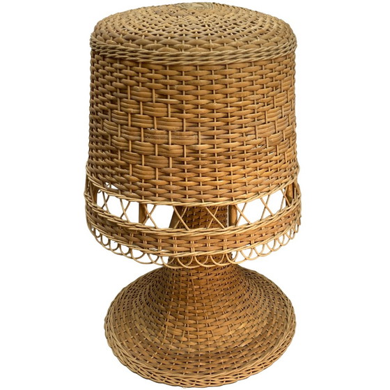 Image 1 of Large Scandinavian Wicker Mushroom Table Lamp, 1960S/1970S