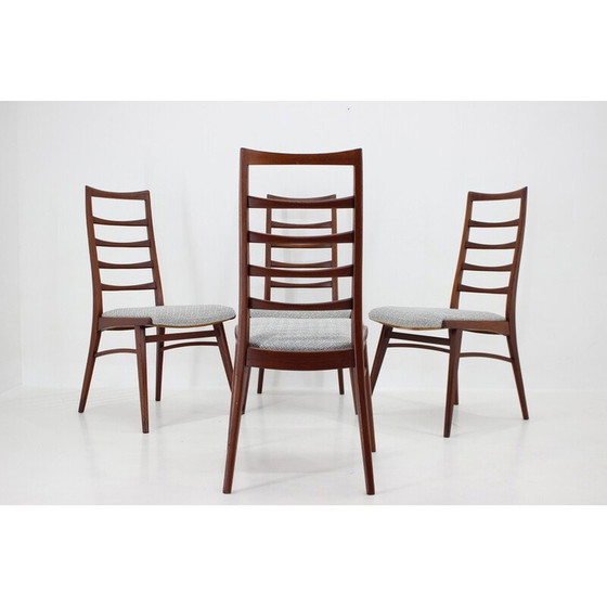 Image 1 of Set di 4 sedie da pranzo vintage in teak e tessuto, Germania anni '60