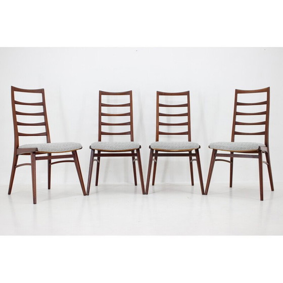Image 1 of Set di 4 sedie da pranzo vintage in teak e tessuto, Germania anni '60