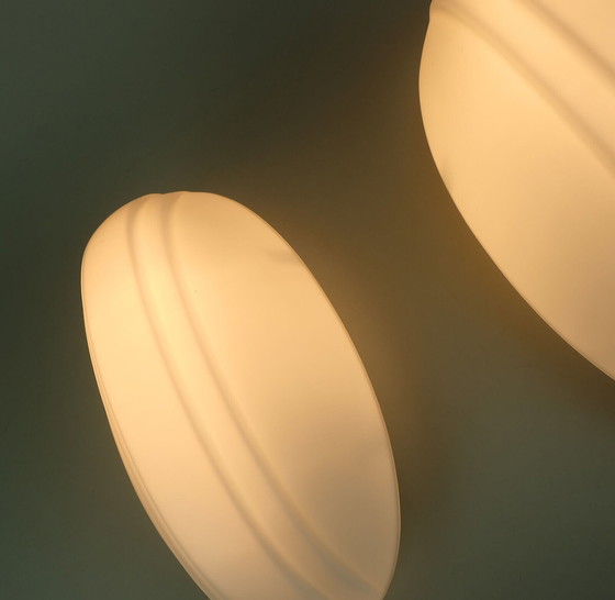 Image 1 of pair of oval putzler SCONCES white glass satin glass 1970s 1980s