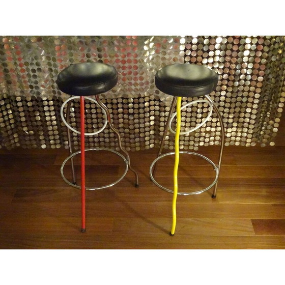 Image 1 of Pair of Vintage Duplex Stool by Javier Mariscal Bd Barcelona 1981