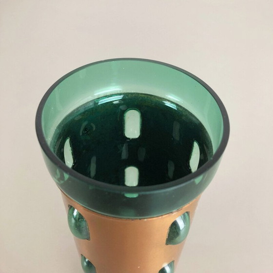 Image 1 of Cylindrical vintage vase in green glass and copper by Nanny Still for Raak,1970