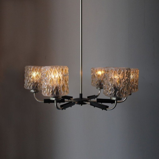 Vintage 6 arm chandelier Yugoslavia 1970s