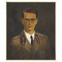 Vintage oil on isorel "Portrait of his Majesty Baudouin I" by Pierre Piget, 1954