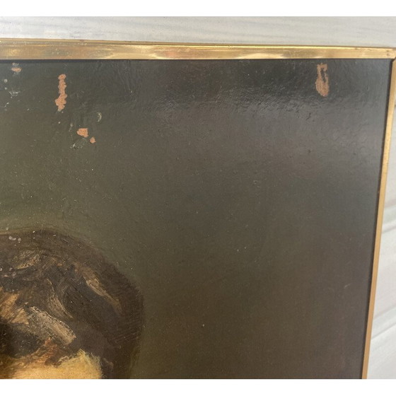 Image 1 of Vintage oil on isorel "Portrait of his Majesty Baudouin I" by Pierre Piget, 1954