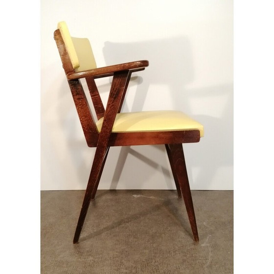 Image 1 of Vintage bridge armchair in beech and leatherette, 1950